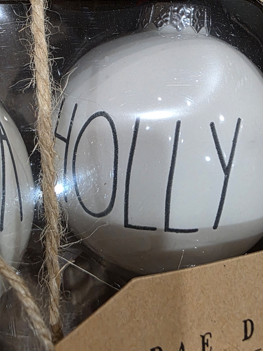 Rae Dunn White 'Santa / Jolly / Holly / Jingle' Ceramic Ornament Set - Picture 4 of 6